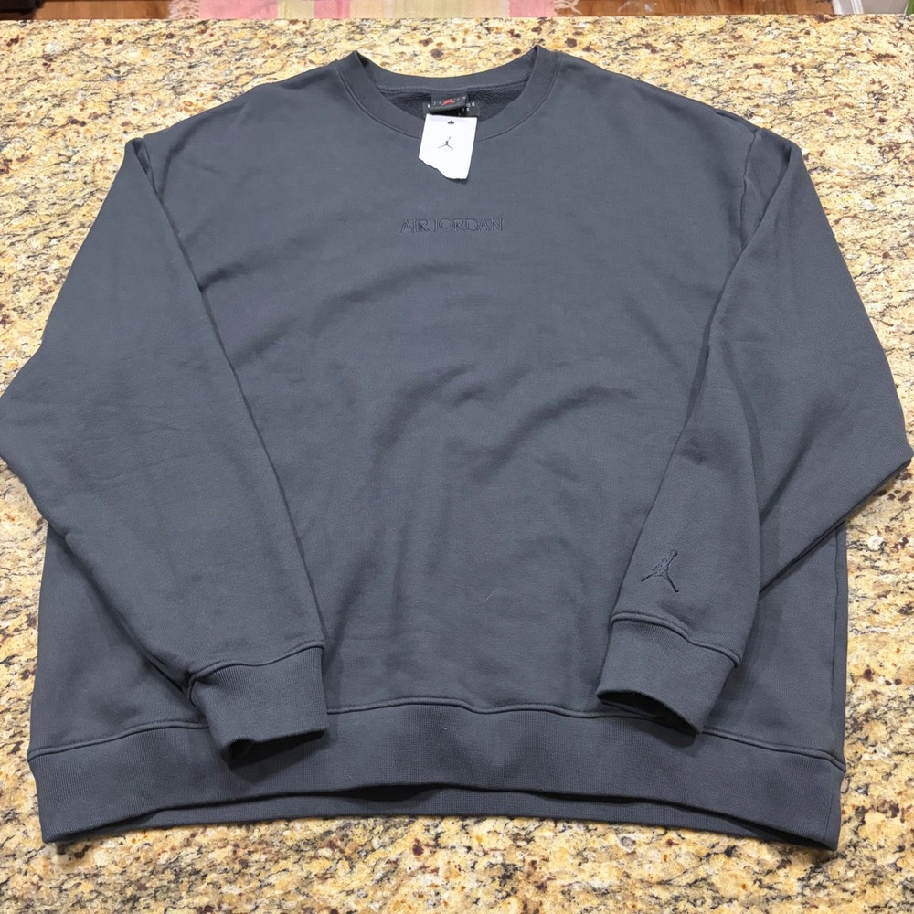 Air Jordan Wordmark Fleece Crewneck Sweatshirt Dark Grey XXL ws